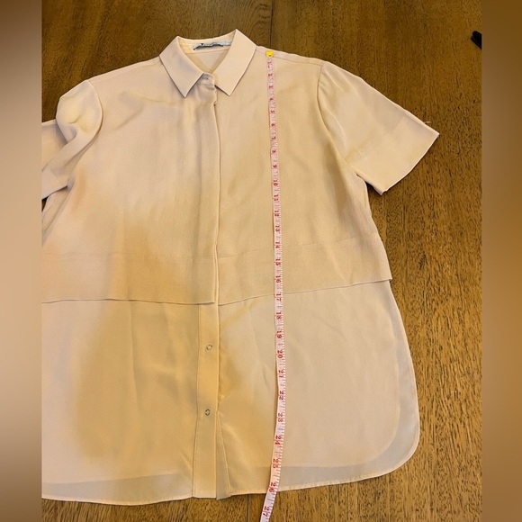 T by Alexander Wang Short Sleeve Button Down Sheer 100% Silk Blouse - Picture 9 of 11